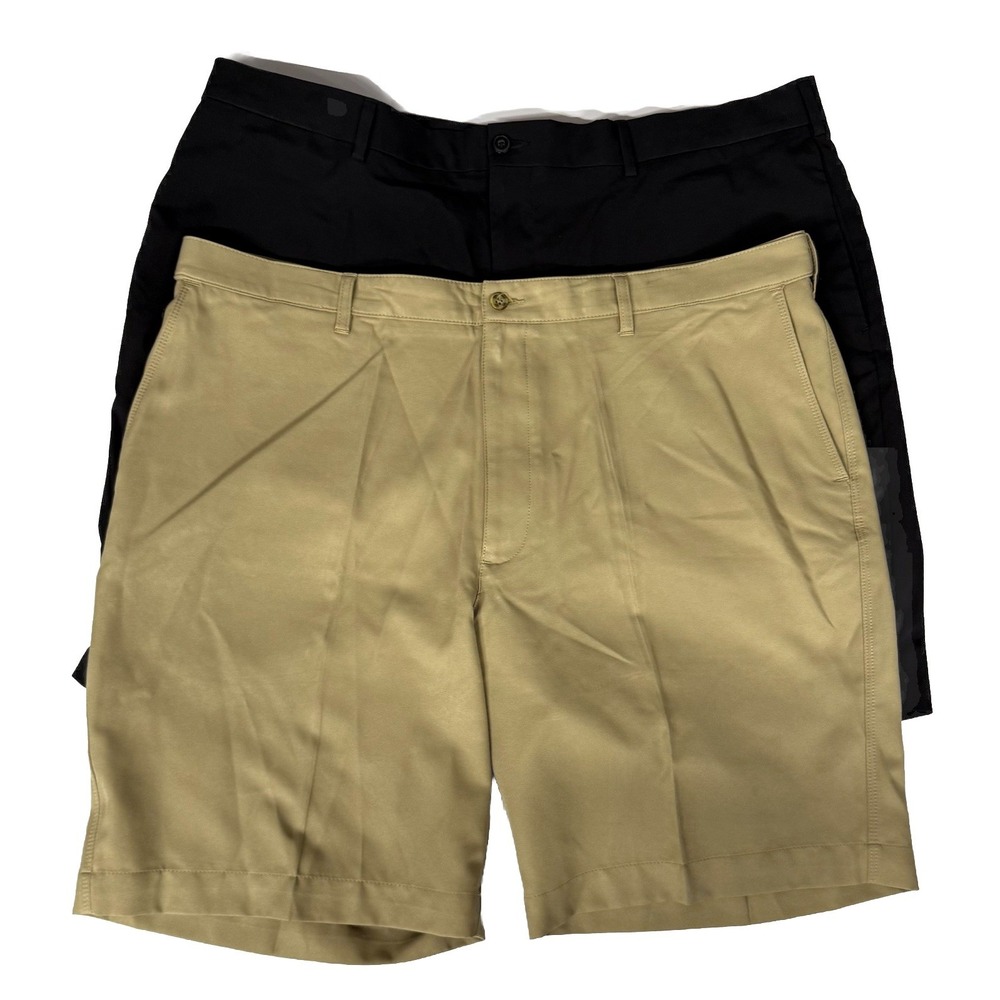 New 2X LOT PGA Tour & Pro Tour Golf Performance Shorts Men's 42 Wicking Blk/Tan